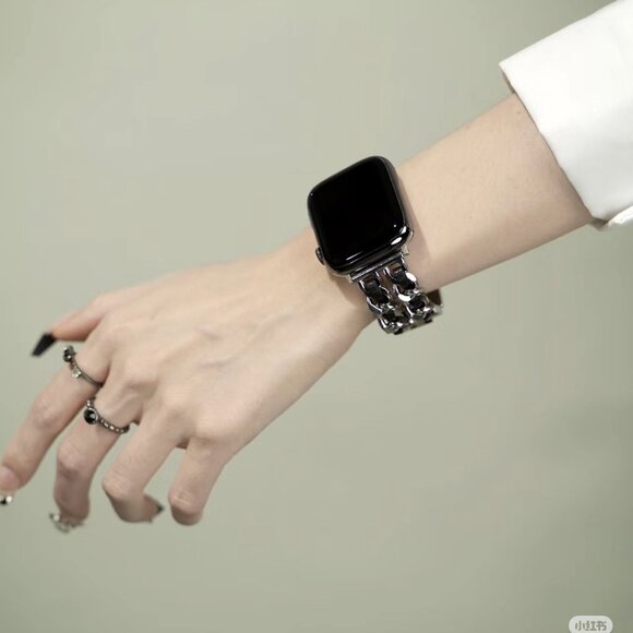 NEW Strap Chain Leather Stainless Band For Apple Watch - SB - Picture 3 of 8